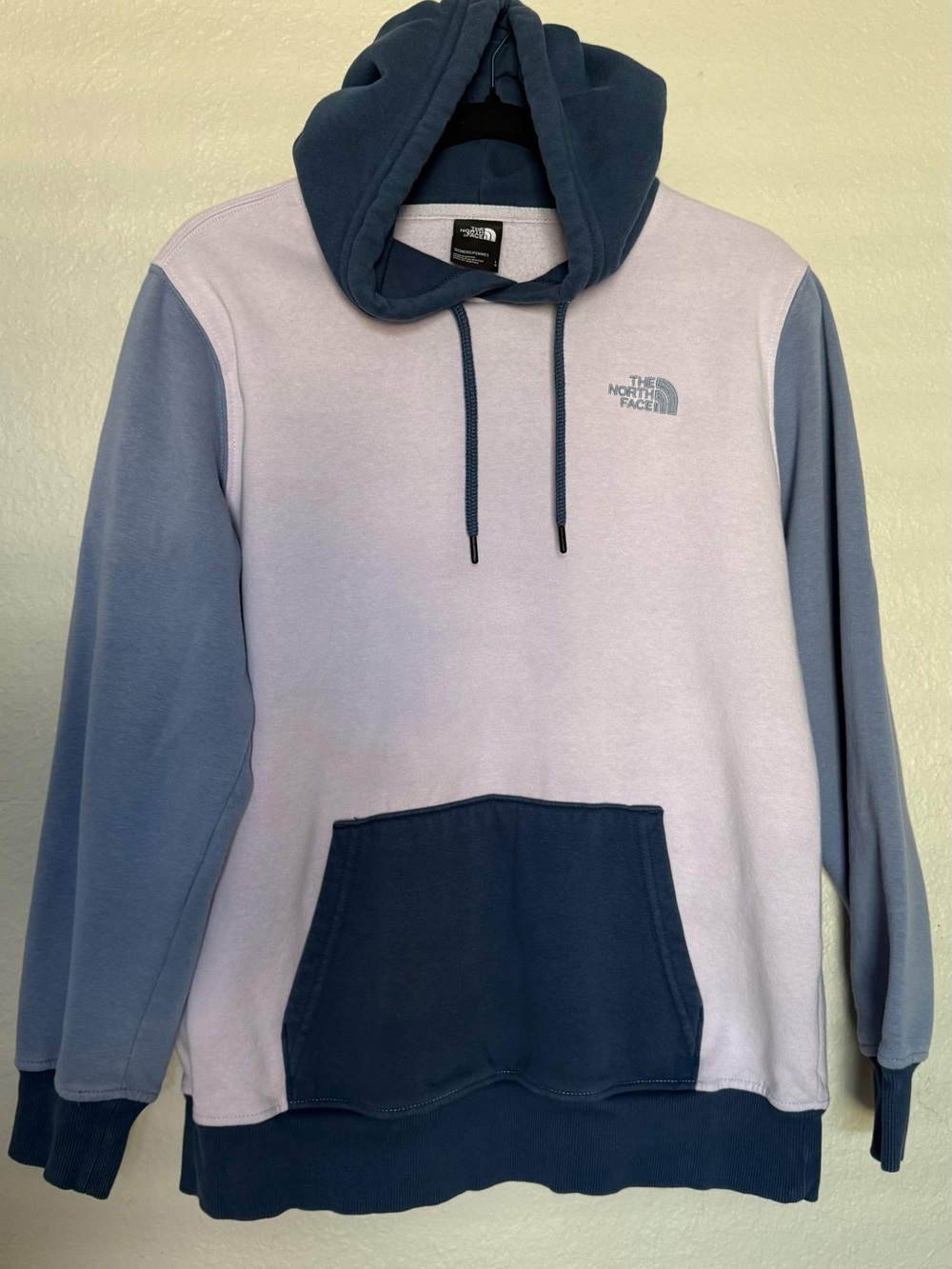 The North Face Two-Tone Light Blue and Navy Pullover Hoodie